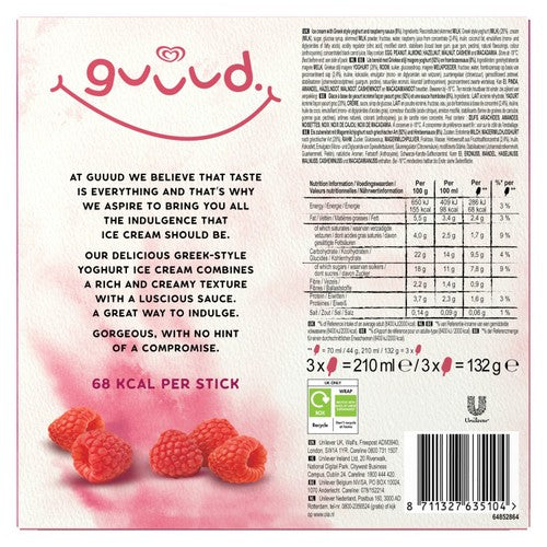 Guuud Raspberry Greek Style Yoghurt Ice Cream Sticks