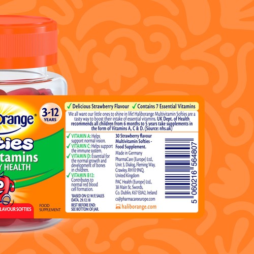 Haliborange Kid's Softies Multivitamins Strawberry Gummies 3-12yrs