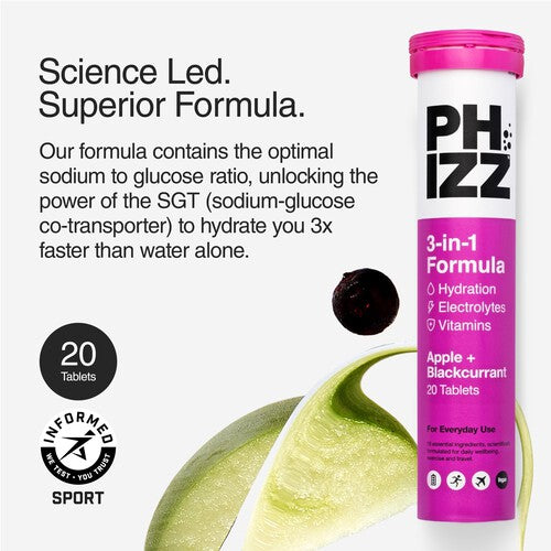 Phizz Apple & Blackcurrant Multivitamin, Hydration & Electrolyte Tablets