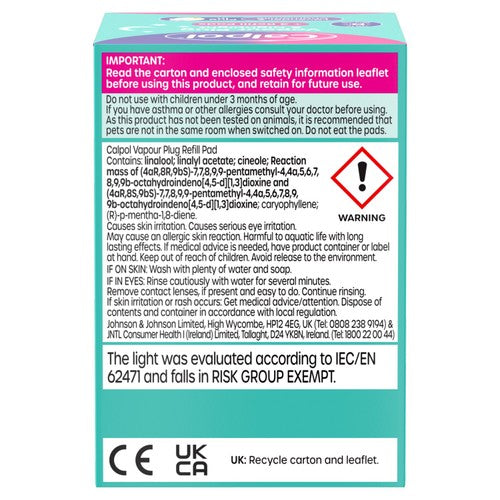 Calpol Vapour Plug & Nightlight + 3 Refill Pads Lavender & Chamomile