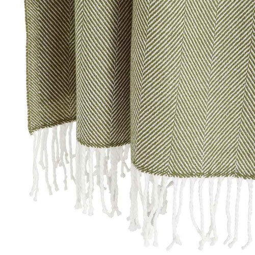 M&S Herringbone Throw, Olive