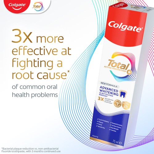 Colgate Total Active Prevention + Advanced Teeth Whitening Toothpaste 75ml