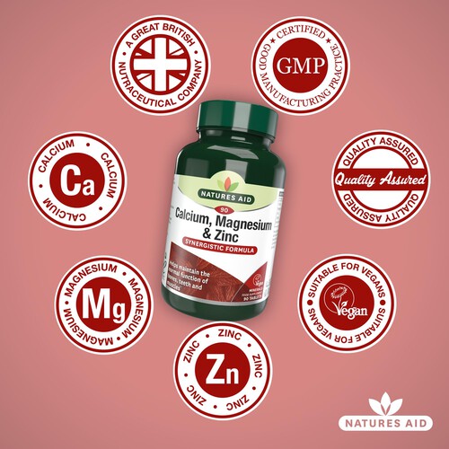 Natures Aid Calcium, Magnesium & Zinc Supplement Tablets