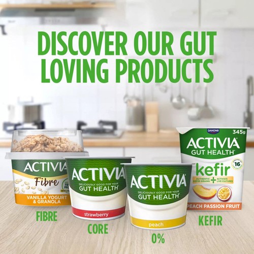 Activia Vanilla Fat Free No Added Sugar Gut Health Fruit Yoghurt Multipack