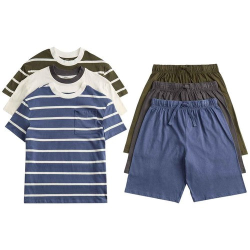 M&S Boys Stripe Waffle Shorties Pyjama Sets, 10-11 Years, Multi