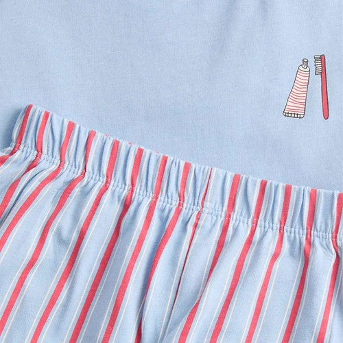 M&S Boys Pure Cotton Graphic Pyjama Set, 6-7 Years, Blue