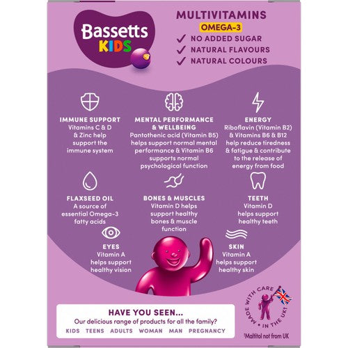 Bassetts Blackcurrant & Apple Omega 3 & Multivitamins 3-6yrs