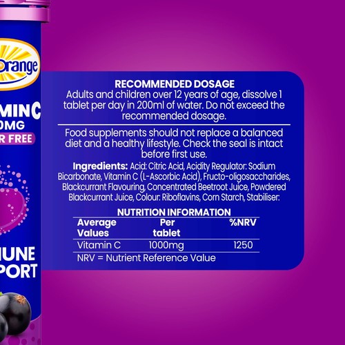 Haliborange Vitamin C Blackcurrant Effervescent Tablets 1000mg 12yrs+