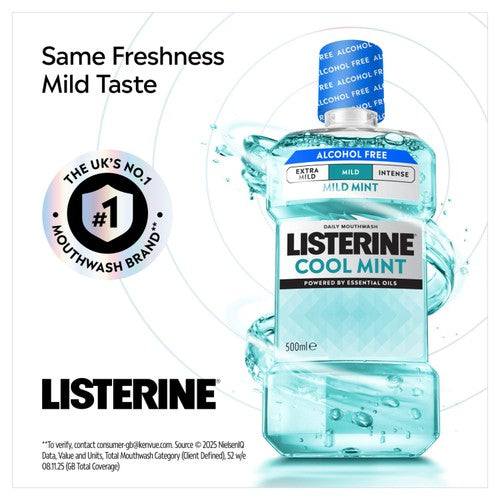 Listerine Essentials Milder Taste Cool Mint Mouthwash 500ml