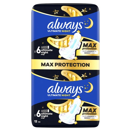Always Sanitary Towels Ultimate Night With Wings - Size 6