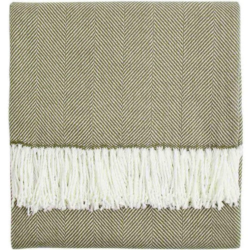 M&S Herringbone Throw, Olive