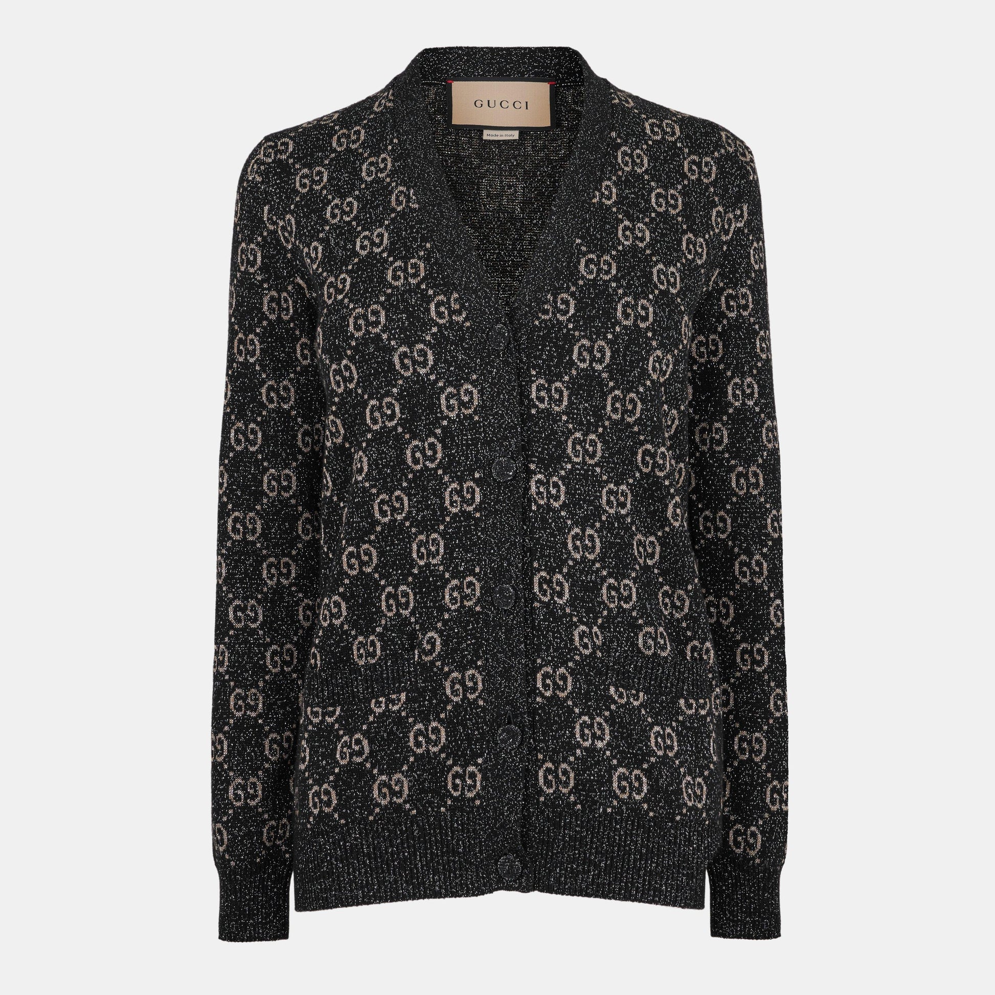 Gucci Women's GG Jacquard Cotton Lame Cardigan