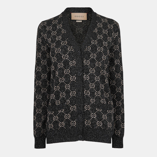 Gucci Women's GG Jacquard Cotton Lame Cardigan