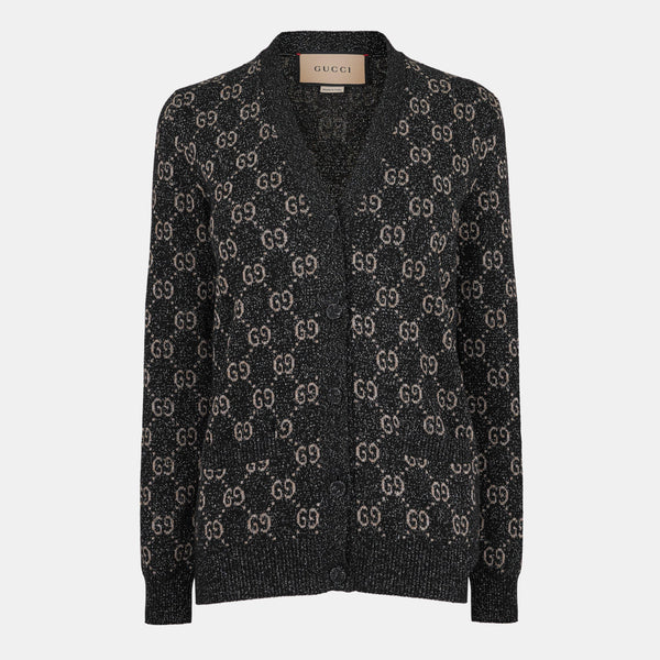 Gucci Women's GG Jacquard Cotton Lame Cardigan
