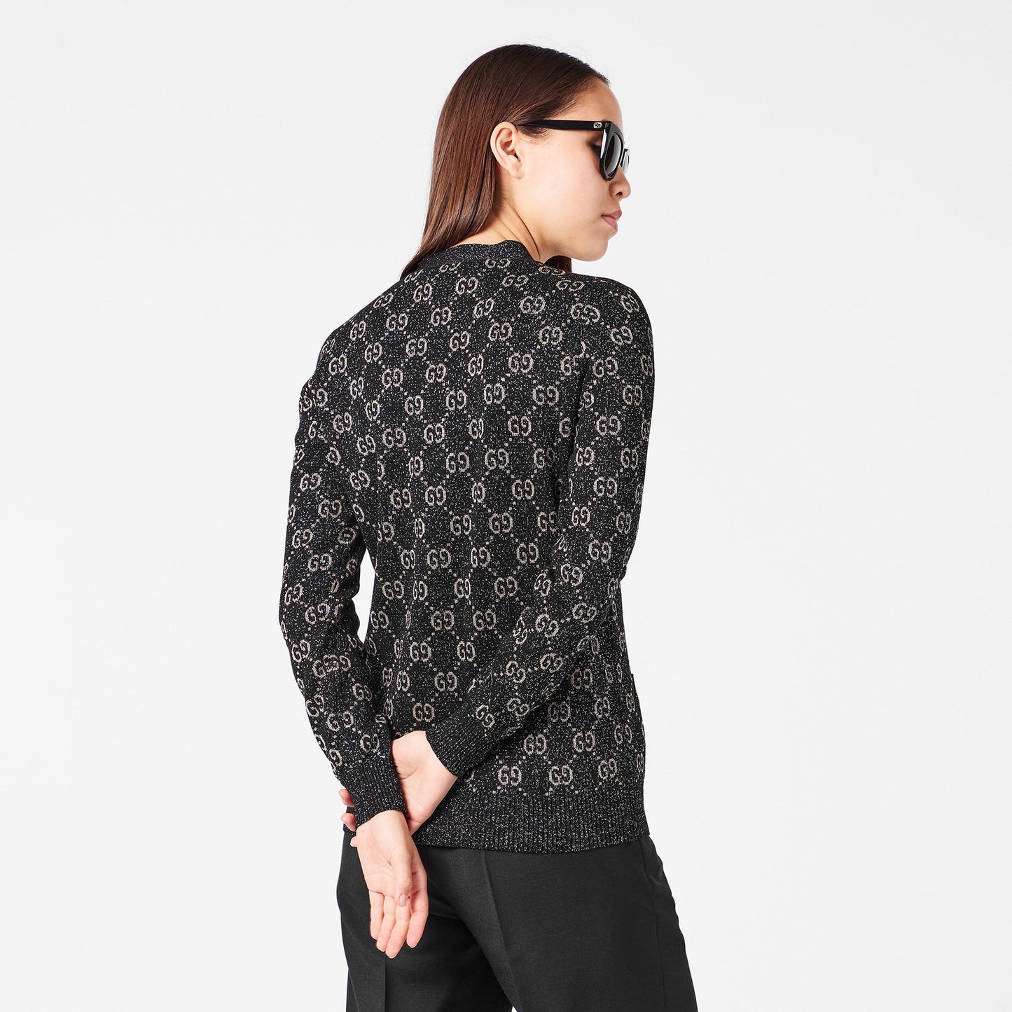 Gucci Women's GG Jacquard Cotton Lame Cardigan