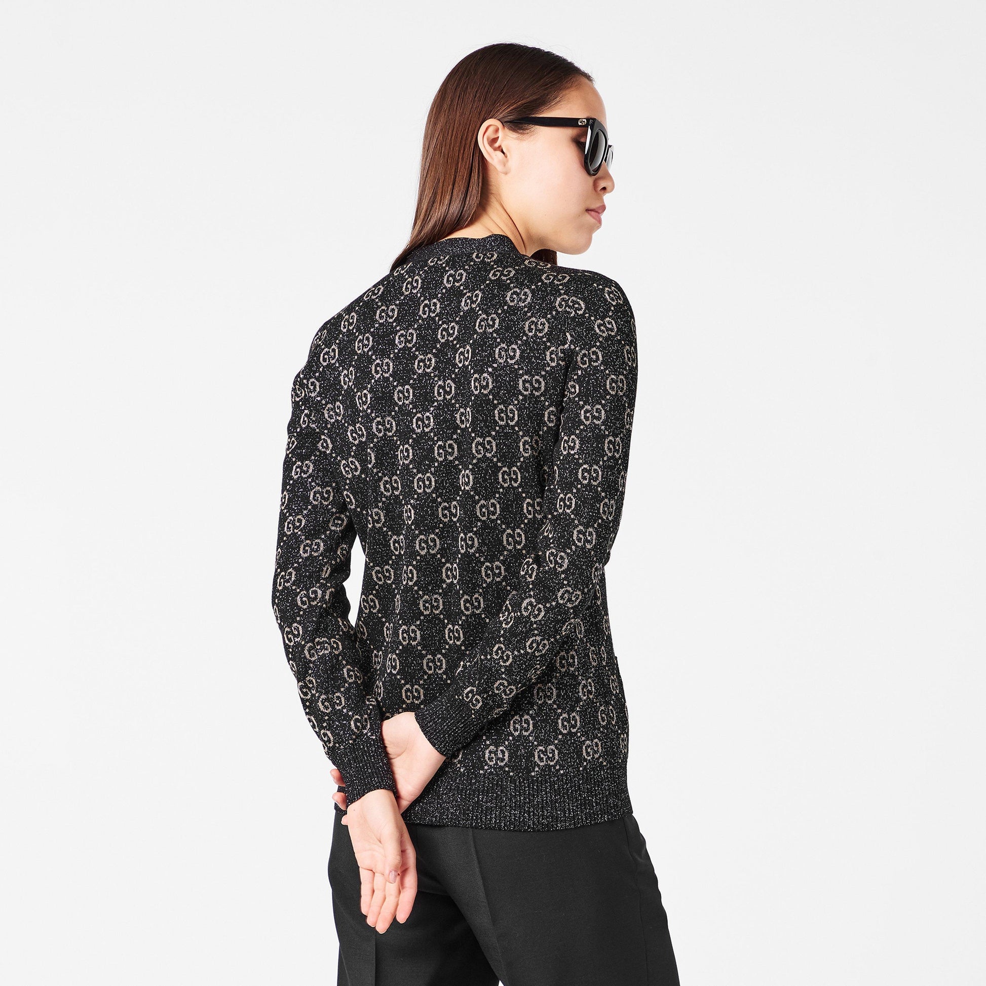 Gucci Women's GG Jacquard Cotton Lame Cardigan