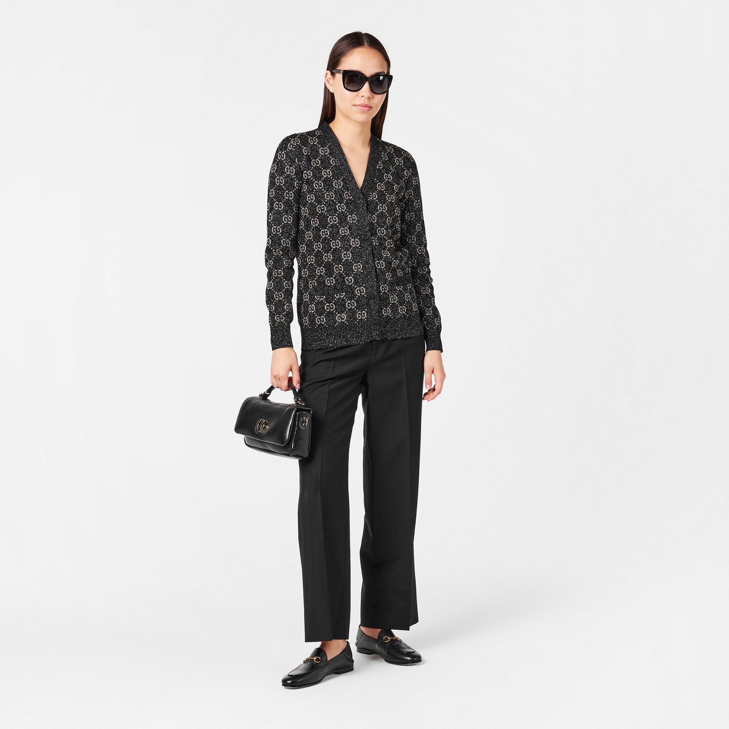 Gucci Women's GG Jacquard Cotton Lame Cardigan
