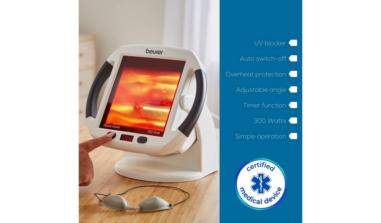 Beurer Infrared Heat IL50 Therapy Lamp - White & Grey