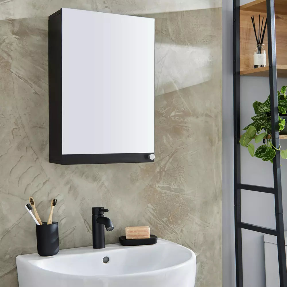 Argos Home Prime Single Mirrored Wall Cabinet - Black