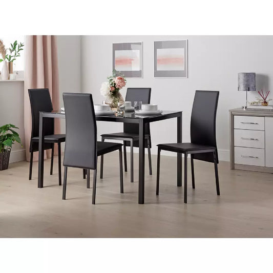 Argos Home Lido Glass Black Dining Table & 4 Black Chairs