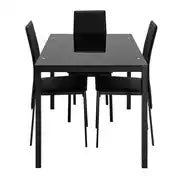 Argos Home Lido Glass Black Dining Table & 4 Black Chairs