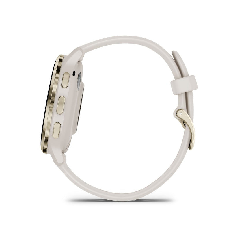 Garmin Venu 3S Women's Ivory And Soft Gold Silicone Strap Smartwatch