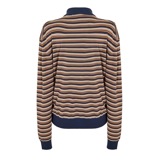 Miu Miu Women's Stripe Knitted Long Sleeve Polo Shirt