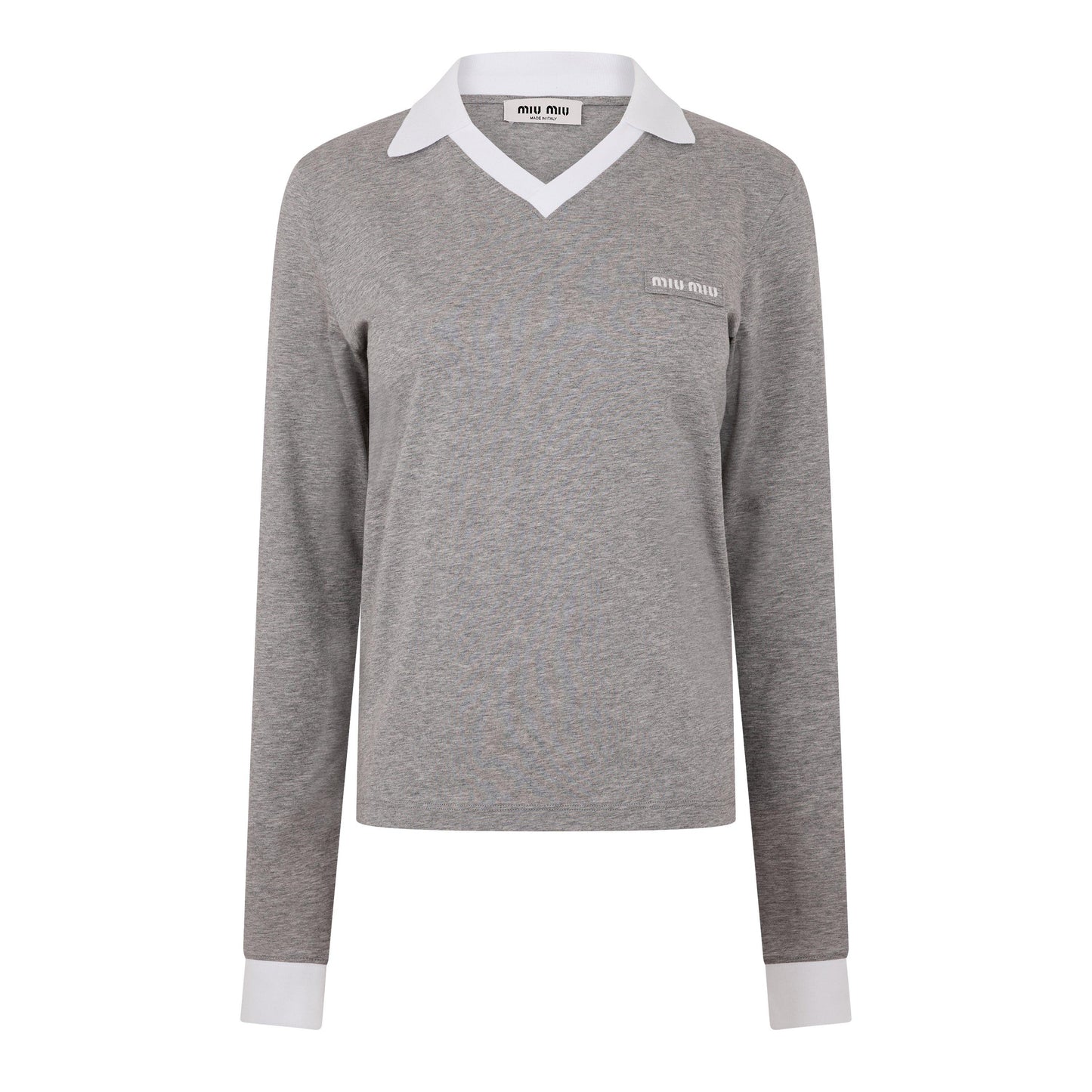 Miu Miu Women's Jersey Top Knitted Long Sleeve Polo Shirt