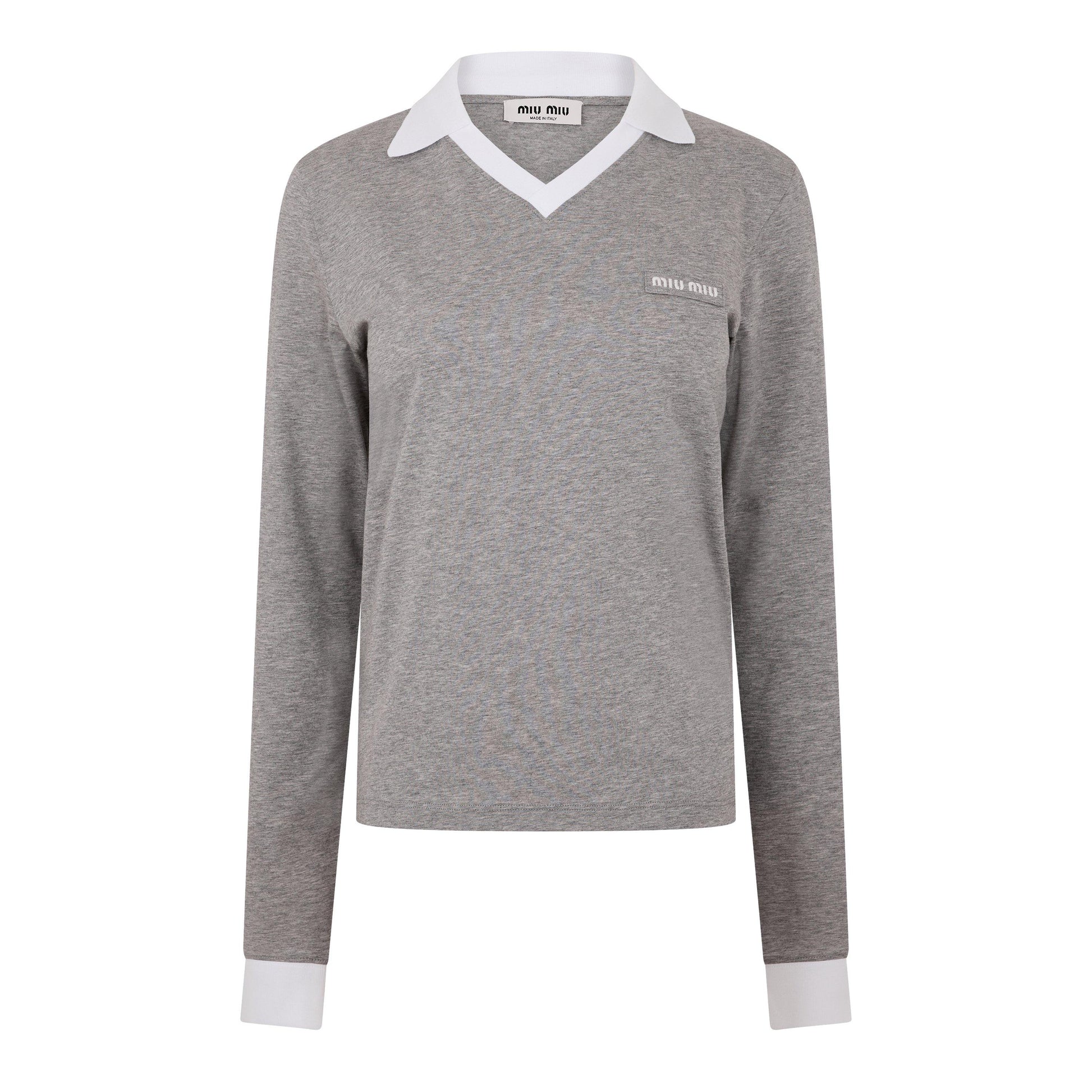 Miu Miu Women's Jersey Top Knitted Long Sleeve Polo Shirt