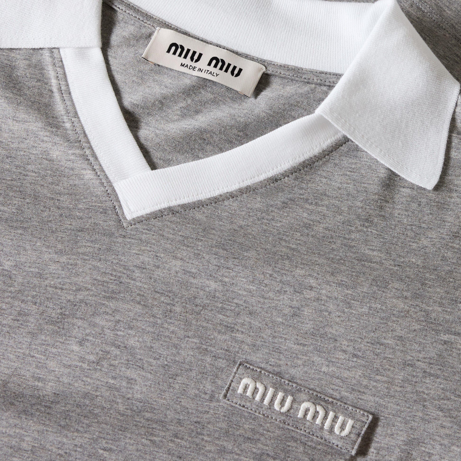 Miu Miu Women's Jersey Top Knitted Long Sleeve Polo Shirt