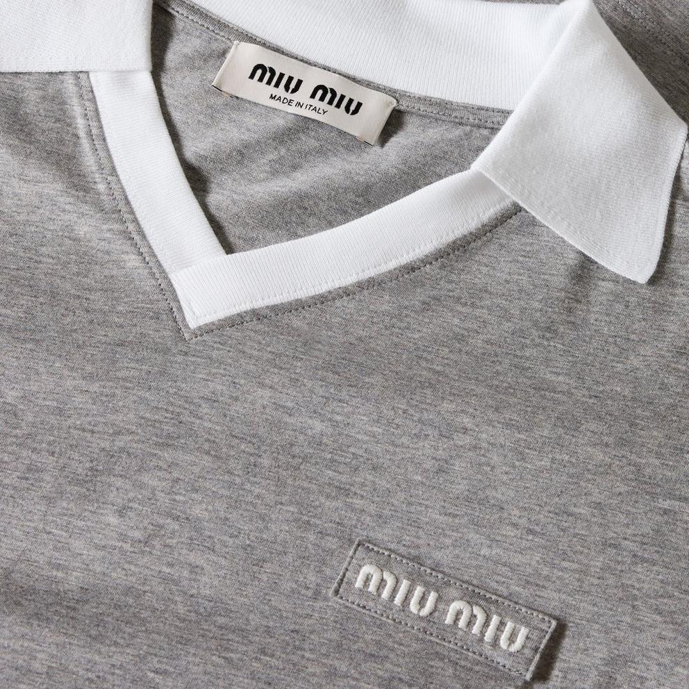 Miu Miu Women's Jersey Top Knitted Long Sleeve Polo Shirt