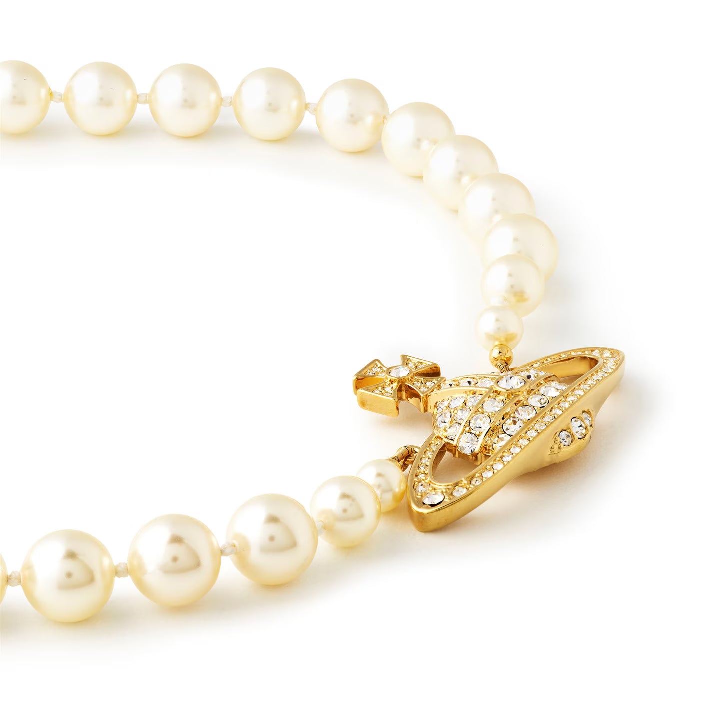 Women's One Row Pearl Bas Relief Choker Necklace