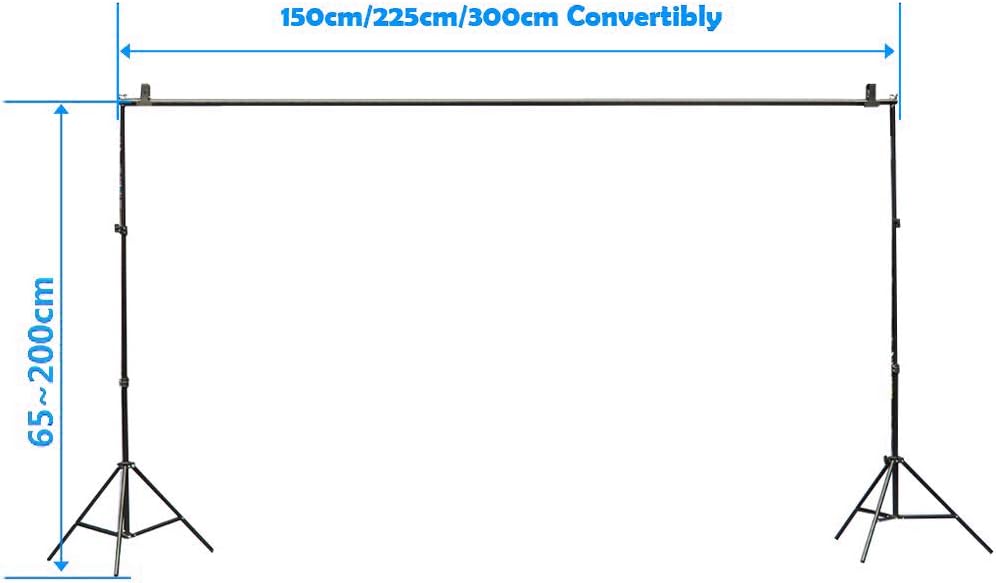 Bonnlo Adjustable Backdrop Stand Kit - 2x3m（6.5x9.8ft) Support with Carry Bag and 3 Clamps - Background Support Kit for Photography Video Studio, Birthday or Parties - Interactive Group