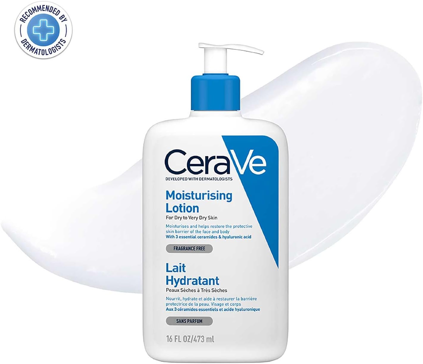 CeraVe Moisturising Lotion, Daily Face & Body Moisturiser, With 3 essential ceramides & hyaluronic acid, For dry to very dry skin, 473 ml/16 oz - Interactive Group