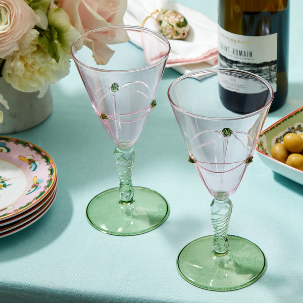 Williams Sonoma Famille Rose Pink Goblet, Set of 2