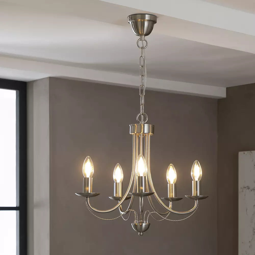 Argos Home Twirl 5 Light Twist Chandelier - Brushed Chrome