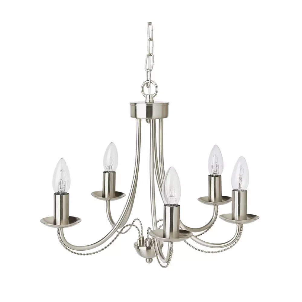 Argos Home Twirl 5 Light Twist Chandelier - Brushed Chrome