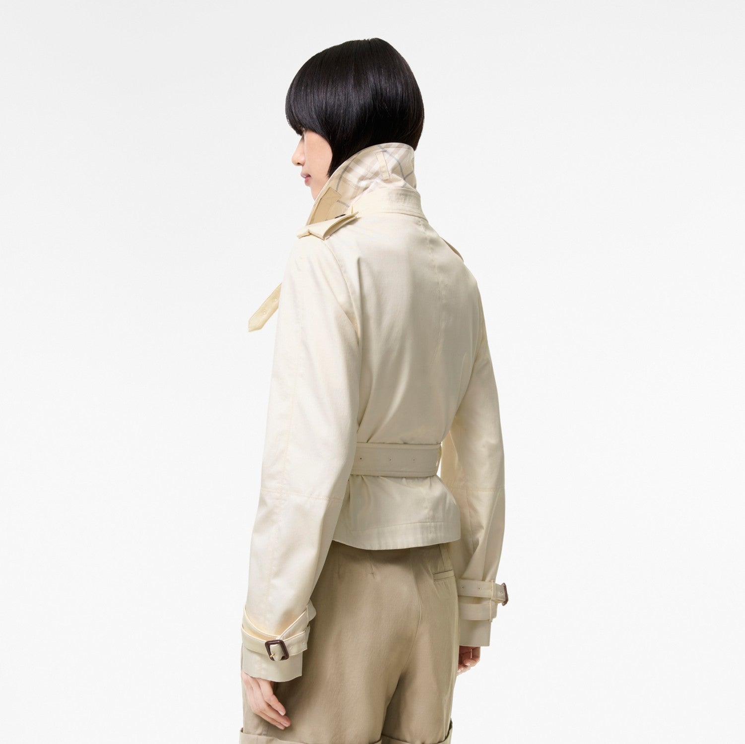 Cropped Tropical Gabardine Trench Jacket