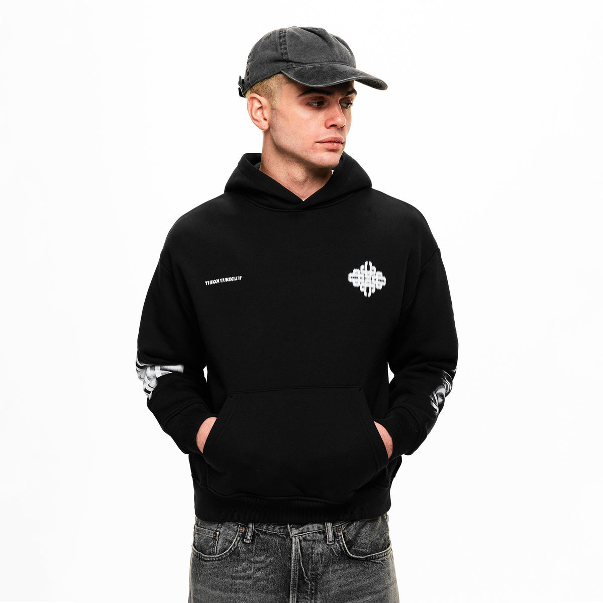 The Couture Club Men's Blurred Pull Over Hoodie