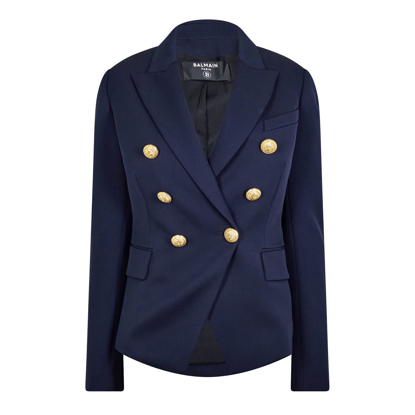 Women's Double Breasted Wool Long Sleeve Gold-Tone Button Blazer