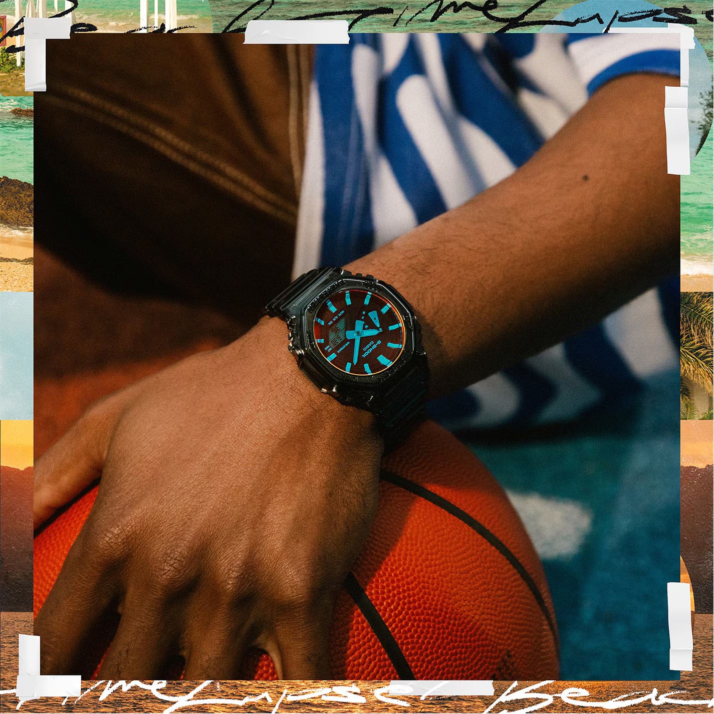 GA-2100 Beach Time Lapse Grey Octagon Quartz 200M Water Resistant Digital Watch