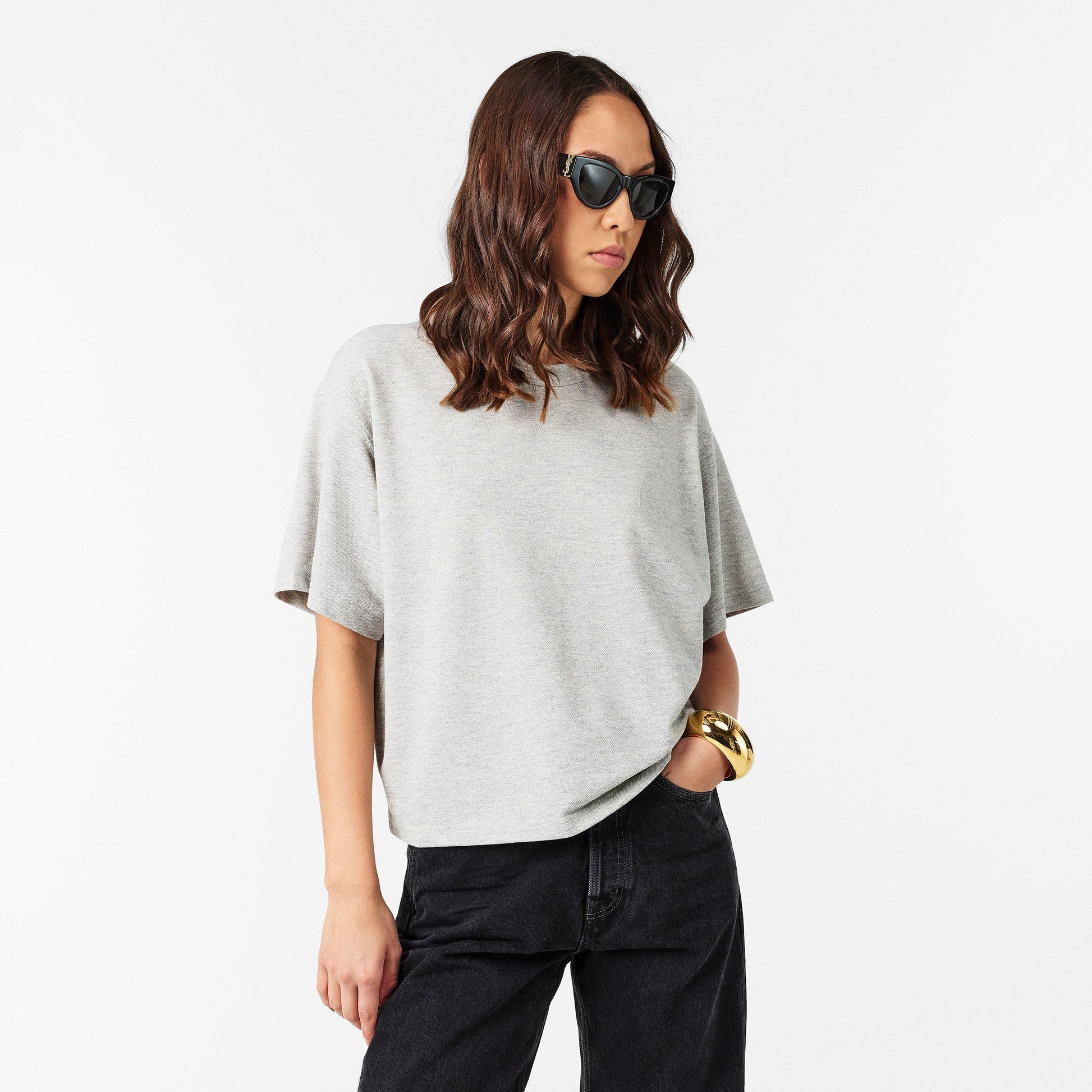 Saint Laurent Cassandre T-Shirt In Pique