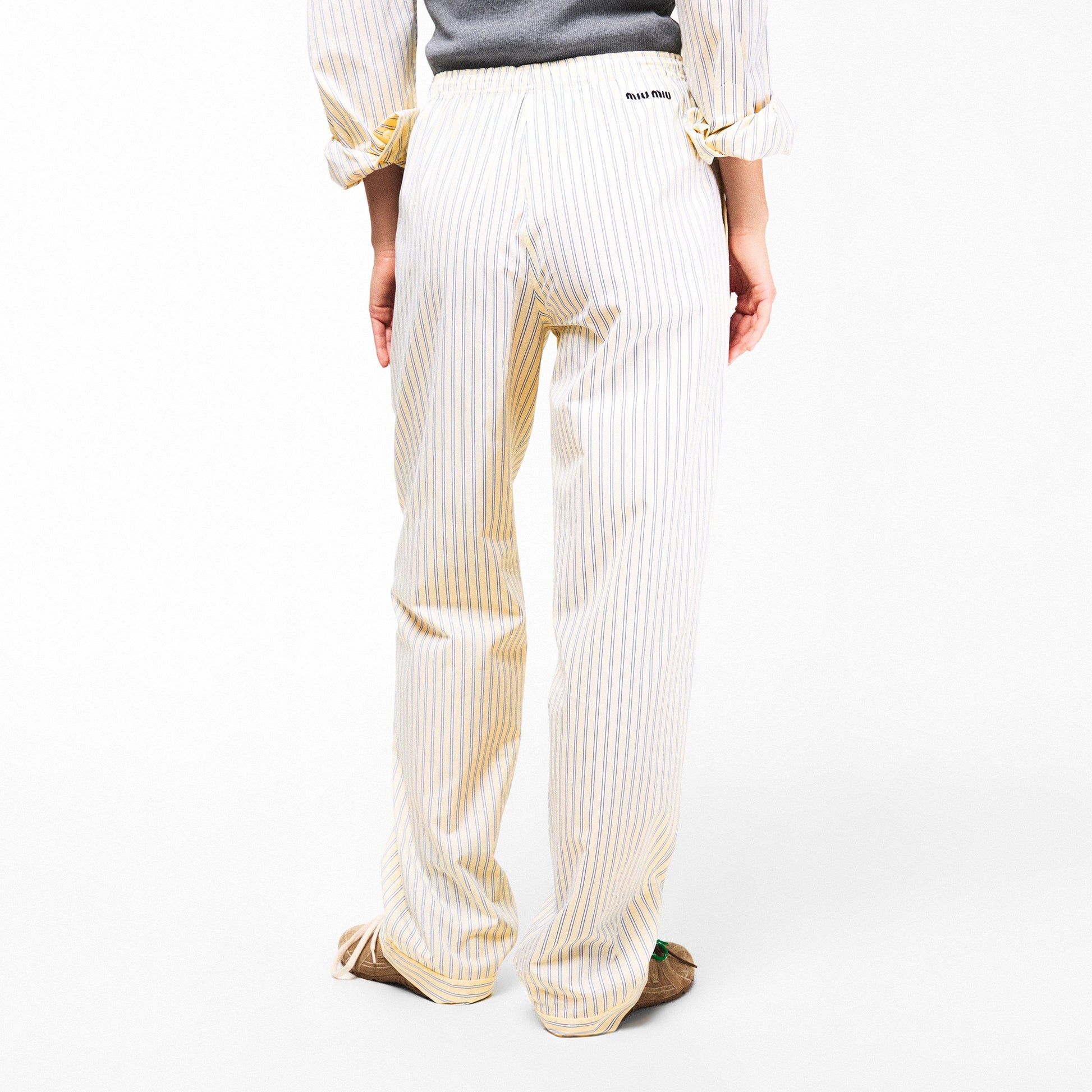 Miu Miu Women's Stripe Pyjama Straight Leg Trousers
