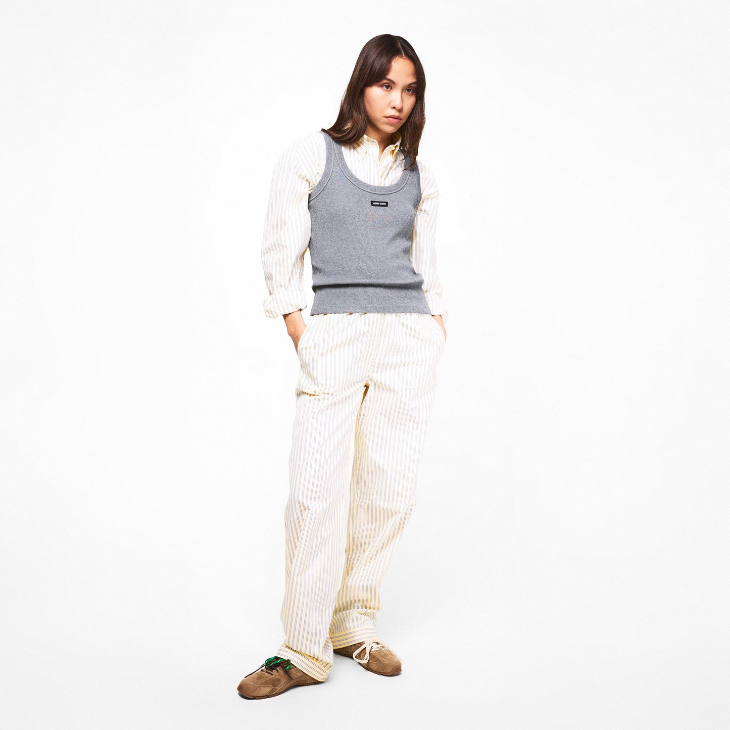 Miu Miu Women's Stripe Pyjama Straight Leg Trousers