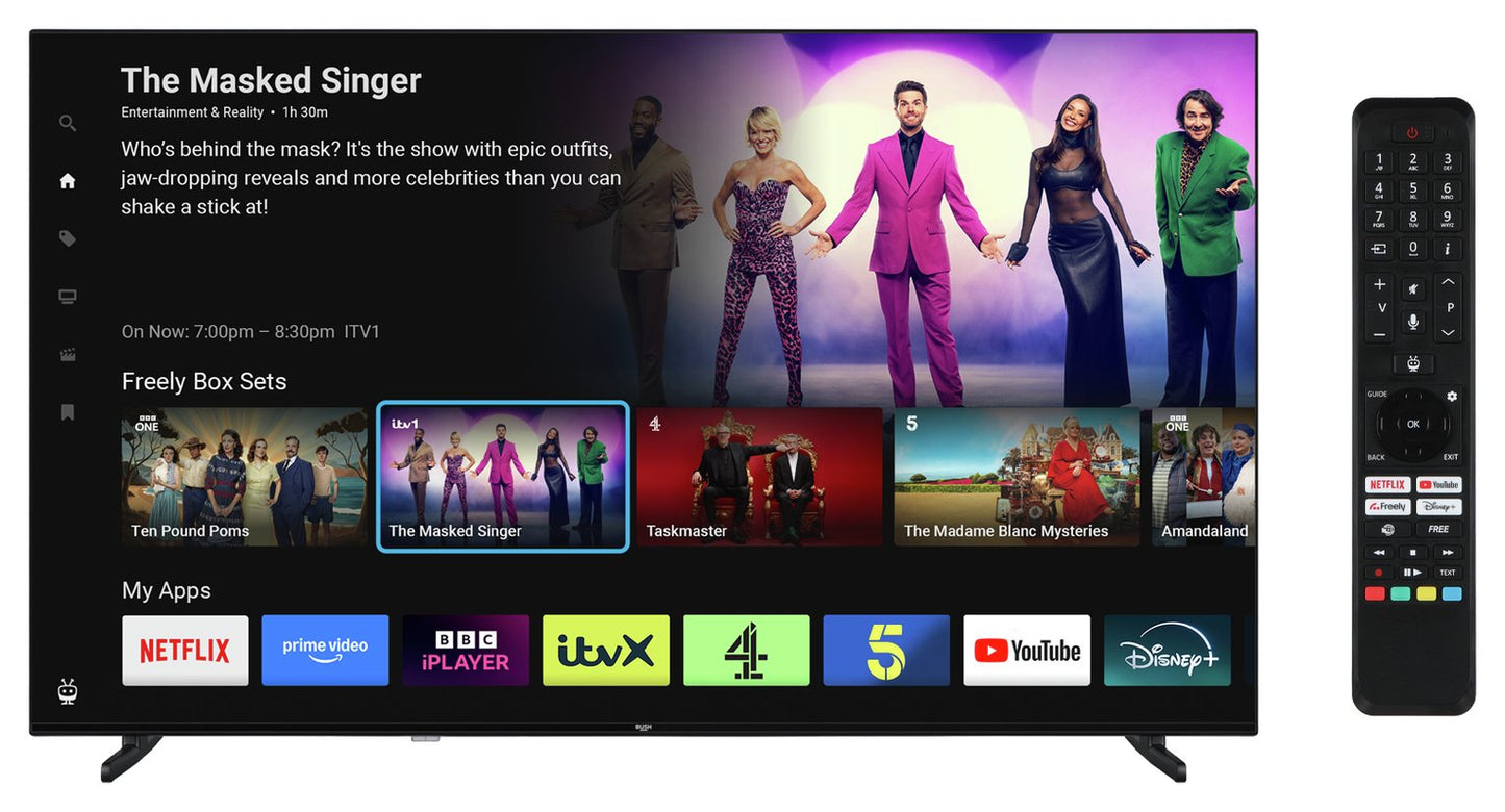Bush 65 Inch 65UT24SB 4K UHD HDR LED TiVo Freely TV
