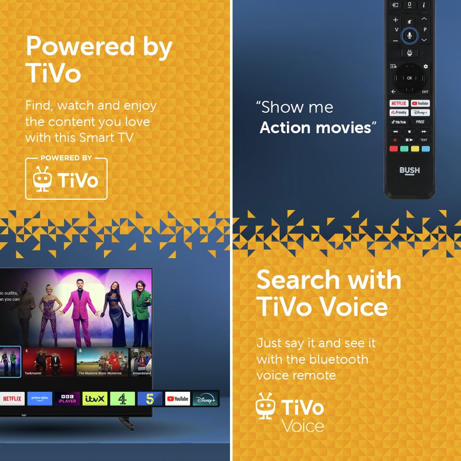 Bush 65 Inch 65UT24SB 4K UHD HDR LED TiVo Freely TV
