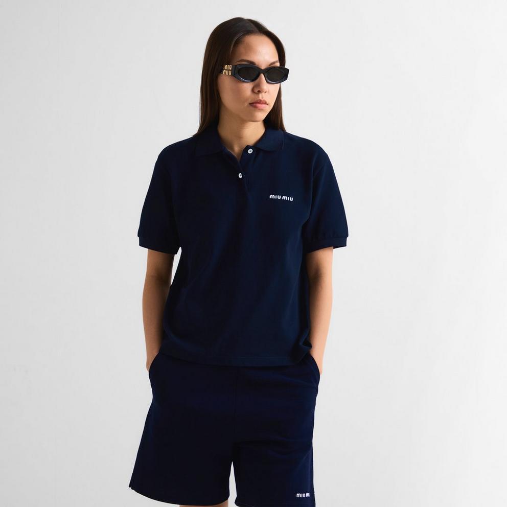Miu Miu Women's Piquet Short Sleeve Polo Shirt
