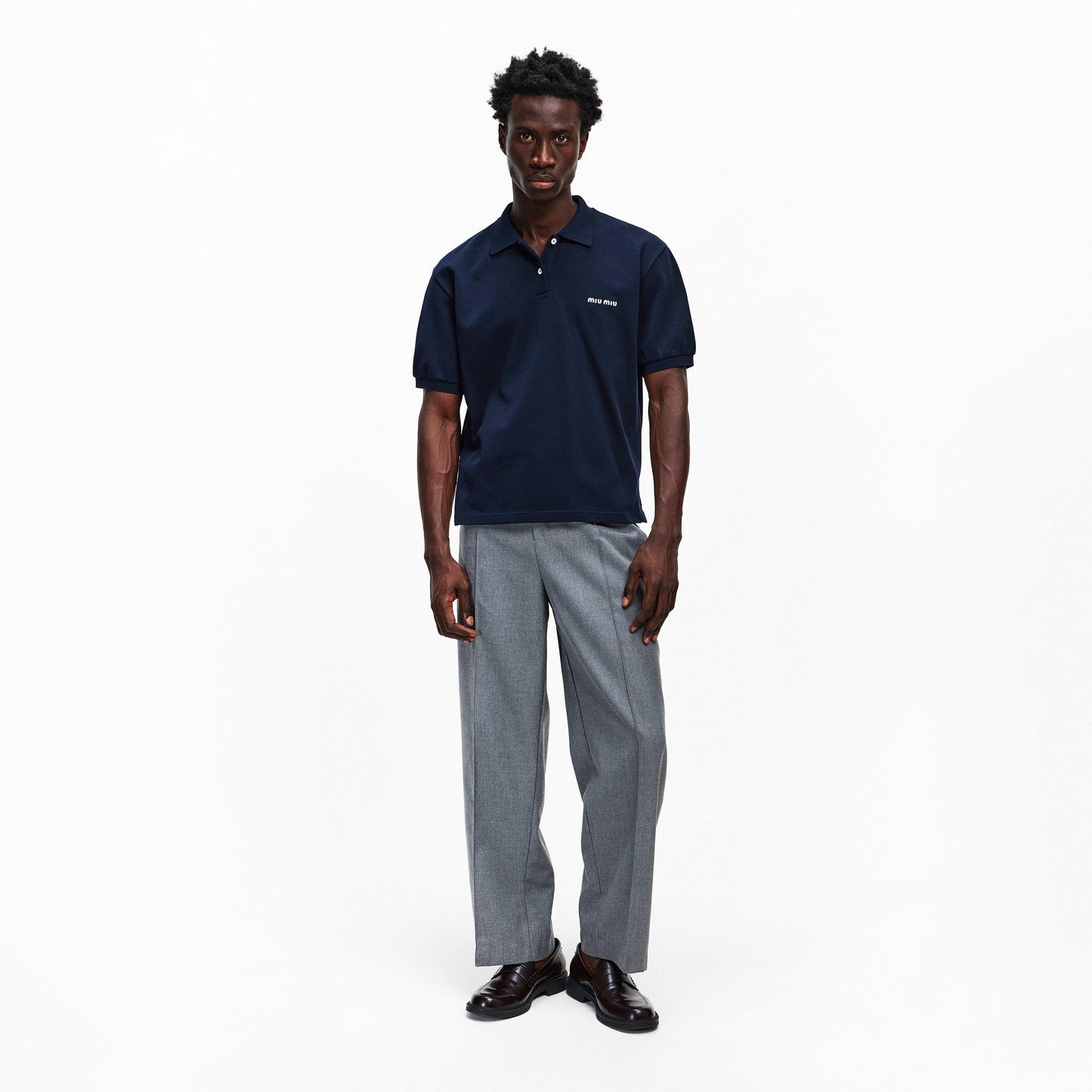 Miu Miu Men's Piquet Short Sleeve Polo Shirt