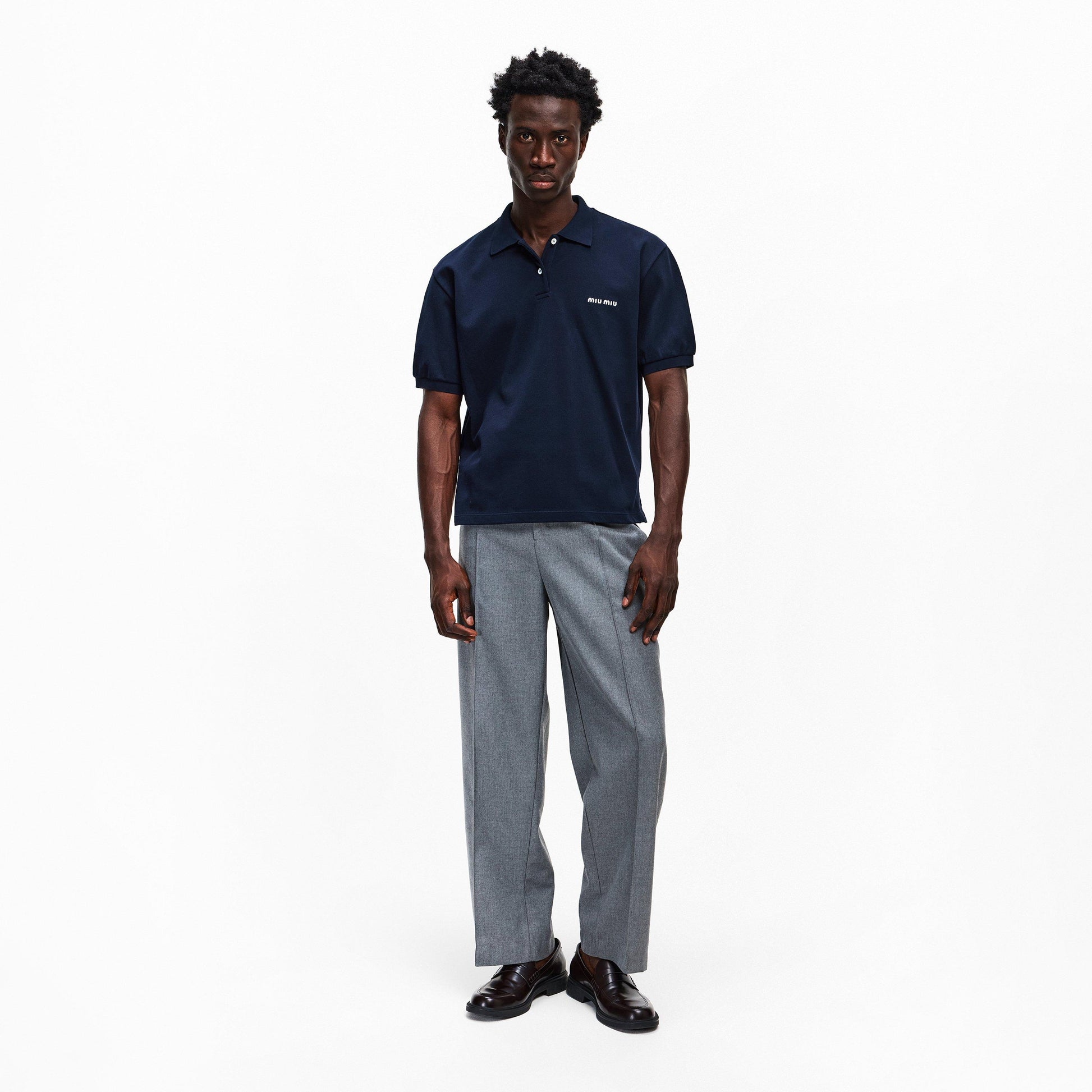 Miu Miu Men's Piquet Short Sleeve Polo Shirt