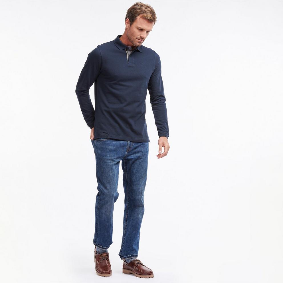 Mens Essentials Long Sleeve Polo Shirt